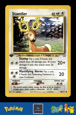 2000 Pokemon WotC Neo Genesis 76/111 Stantler (Sugimori) 1st Ed - Image 1