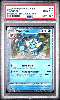 2025 POKEMON SVP EN-SV BLACK STAR PROMO #168 VAPOREON PSA 10 - Image 1