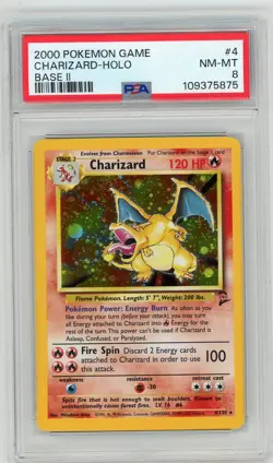 Charizard Holo (4/130) - PSA 8 - 2000 Base II Set Rare - Pokemon - Image 1