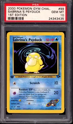 2000 Pokemon Gym Challenge 1st Edition Sabrina's Psyduck #99 PSA 10 GEM MINT - Image 1
