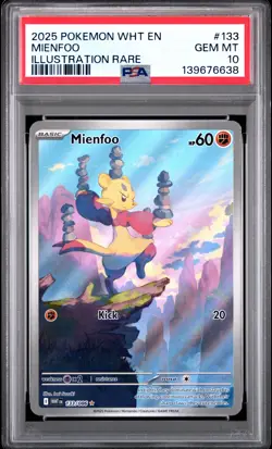2025 POKEMON WHT EN-WHITE FLARE ILLUSTRATION RARE #133 MIENFOO PSA 10 - Image 1
