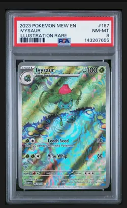 Pokemon TCG Ivysaur Scarlet Violet-151 Holo Card 167/165 IR English PSA 8 - Image 3