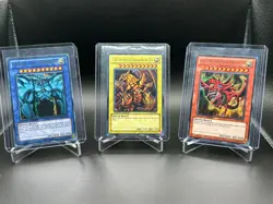 Yugioh TCG Egyptian God Card Set Obelisk, Slifer, Winged Dragon of Ra NM - Image 1