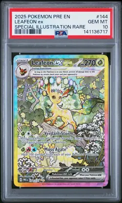 2025 POKEMON PRE EN-PRISMATIC EVOLUTIONS #144 LEAFEON EX PSA 10 - Image 1
