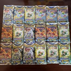 18x Pokemon TCG Brilliant Stars Booster Packs - New Sealed - Image 1