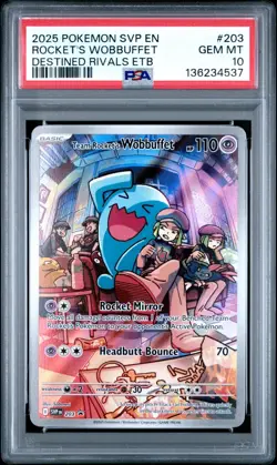 2025 POKEMON SVP EN-SV BLACK STAR PROMO #203 TEAM ROCKET'S WOBBUFFET PSA 10 - Image 1