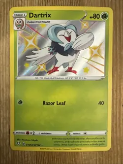 Dartrix SV002/SV122 Pokemon TCG Sword & Shield Shining Fates Baby Shiny Rare NM - Image 1
