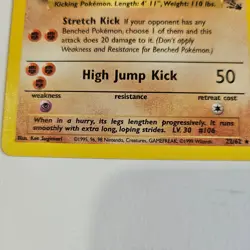 Pokemon Card Hitmonlee 22/62 Fossil Set Non Holo Rare WOTC Light Play - Image 3