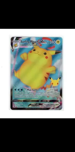 Pokemon Surfing Pikachu VMAX 009/025 Ultra Rare Full Art Holo Celebrations MINT - Image 1