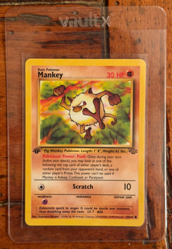1999 Pokemon Mankey 1st Edition 55/64 Jungle Regular TCG - Image 1