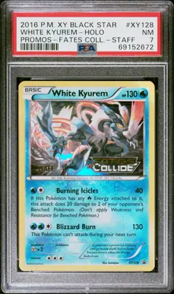 2016 POKEMON XY BLACK STAR PROMO FATES COLLIDE-STAFF WHITE KYUREM-HOLO PSA 7 - Image 1