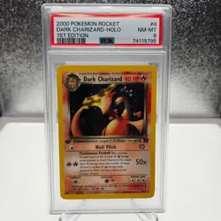 2000 Pokemon Team Rocket Dark Charizard Holo 1st Ed #4 PSA 8 - Image 1