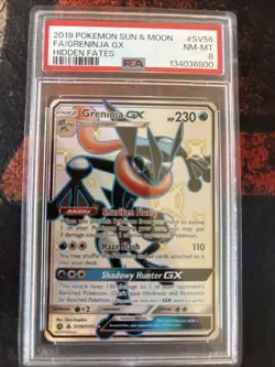 Pokemon Card Greninja GX SV56/SV94 Hidden Fates Shiny Full Art PSA 8 - Image 1