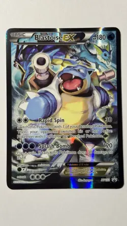 2016 Pokemon Blastoise EX Red & Blue Coll. Black Star Full Art Promo XY122 - Image 1