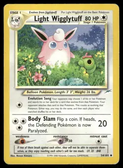 Pokemon Tcg Light Wigglytuff #54 Pokemon Neo Destiny MP - Image 1