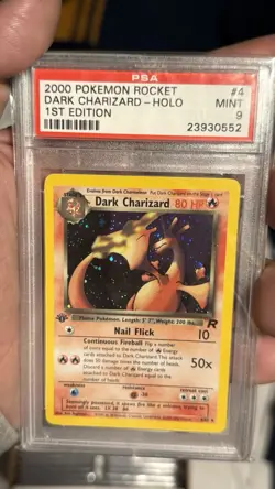 2000 Pokemon Team Rocket Dark Charizard Holo 1st Edition #4 PSA 9 Corner Swirl - Image 3