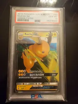 2019 POKEMON SM BLACK STAR PROMO HIDDEN FATES TINS #SM213 RAICHU GX PSA 10 - Image 1