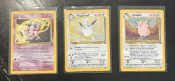 Lot Of 3 Vintage Jungle Pokemon Cards Mr Mime, Clefable, Wigglytuff WOTC - Image 1