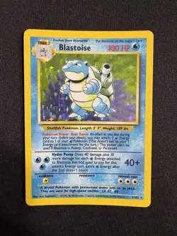 Pokemon Blastoise Base Set 2/102 Holo English 1999 TCG WOTC Card - MP - Image 1