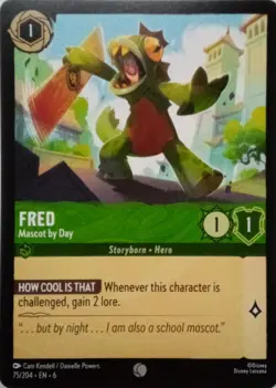 75/204 FRED MASCOT BY DAY AZURITE SEA COMMON DISNEY LORCANA CARD - Image 1