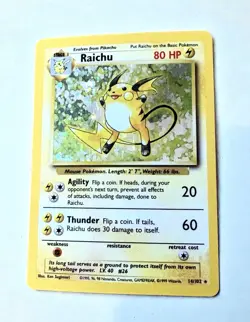 Raichu 14/102 Base Set Holo 1999 Pokemon Card WOTC Vintage LP - Image 1