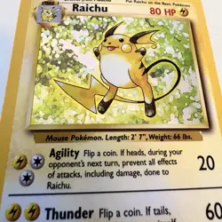 Raichu 14/102 Base Set Holo 1999 Pokemon Card WOTC Vintage LP - Image 2