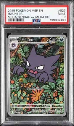 2025 POKEMON MEP EN-ME BLACK STAR PROMO #027 HAUNTER PSA 9 - Image 1