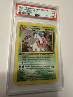 PSA 7 Near Mint Holo 1st Edition Meganium 10/111 Neo Genesis Pokemon Card - Image 1