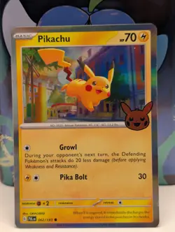 Pokemon TCG Pikachu 62/193 Holo Rare Stamped Trick or Trade 2023 - NM - Image 1