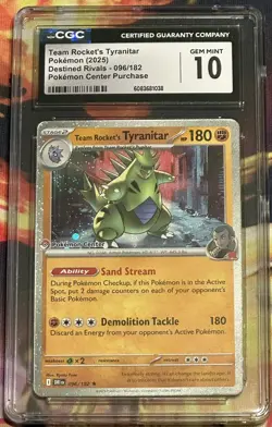 Team Rocket's Tyranitar 2025 Destined Rivals - Pokemon Center – CGC GEM MINT 10 - Image 1