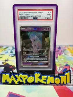 Pokemon Mewtwo GX 78/73 SECRET RARE Mewtube SM Shining Legends MINT PSA 9 - Image 1