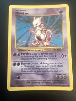 1999 Pokemon Base Set Mewtwo 10/102 Shadowless Holo Rare - HP - Image 1