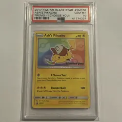 Pokemon TCG Ash’s Pikachu SM108 Black Star Promo 2017 - PSA 10 - Sun & Moon - Image 1