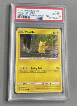 Pokemon PSA 10 Gem Mint Pikachu 027/078 Cosmos Holo Promo Pokemon GO - Image 1