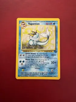 Vaporeon 12/64 Holo Rare Jungle Pokemon Card DMG - Image 1