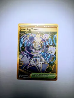 Pokemon TCG Jamming Tower Destined Rivals Gold Trainer Card 243/182 Holo N/M - Image 1