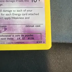 Pokemon Neo Destiny 1st Edition Holo Rare Dark Espeon Card 4/105 Vintage SWIRL! - Image 5