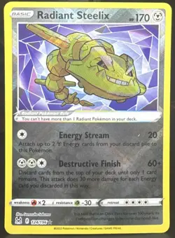 Pokemon TCG Radiant Steelix 124/196 Swsh11: Lost Origin Rare Holo Card - Image 1