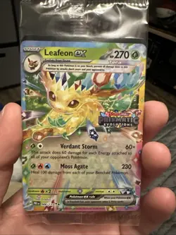 Pokemon TCG Prismatic Evolutions Leafeon ex 006/131 Stamped Promo Card Sealed - Image 1