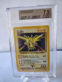1999 Pokemon Base Set Unlimited Zapdos #16/102 Holo BGS 7.5 NM+ Rare Vintage SP - Image 1