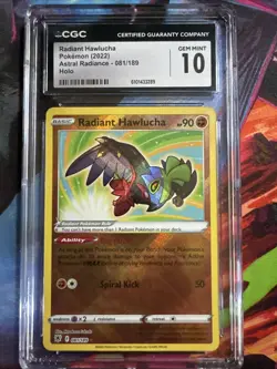 2022 Pokemon SWSH Astral Radiance Radiant Hawlucha Holo Rare #081/189 CGC 10 - Image 1
