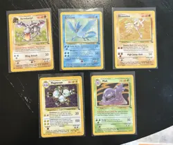 Lot Of 5 Vintage Fossil Unlimited Holo Pokemon Cards WOTC TCG LP-MP - Image 1