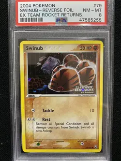 2004 Pokemon EX Team Rocket Returns Swinub Reverse Foil 79/109 PSA 8 NM-MT - Image 1