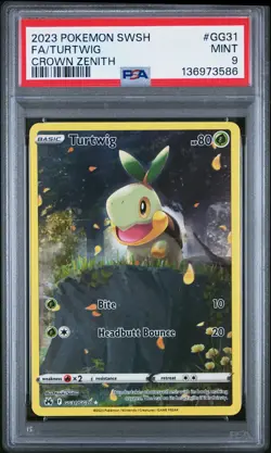 Tcg 2023 Pokemon Sword And Shield Crown Zenith #GG31 Fa/Turtwig PSA 9 - Image 1