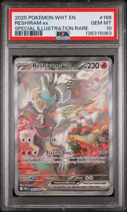 2025 POKEMON WHT EN-WHITE FLARE SPECIAL ILLUSTRATION RARE RESHIRAM EX PSA 10 - Image 1