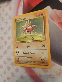 Pokemon TCG Hitmonchan Base Set Holo Unlimited Rare Card 7/102 HP - Image 3