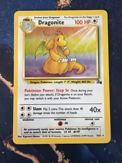 Pokemon 1999 - Dragonite 4/62 Fossil Holo - Near Mint - Image 1