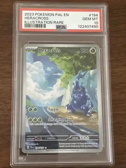 2023 POKEMON PAL EN-PALDEA EVOLVED ILLUSTRATION RARE #194 HERACROSS PSA 10 - Image 1