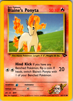 Pokemon TCG - Blaine's Ponyta - 64/132 - Gym Challenge - NVLP Common (2000) - Image 1