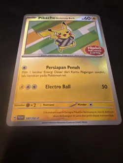 Pikachu Berkemeja Batik Promo 191/SV-P Holo Foil Green Pokemon Indonesia Journey - Image 1